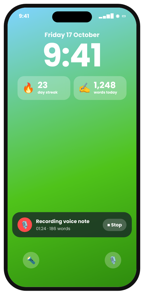 Lock Screen recording banner